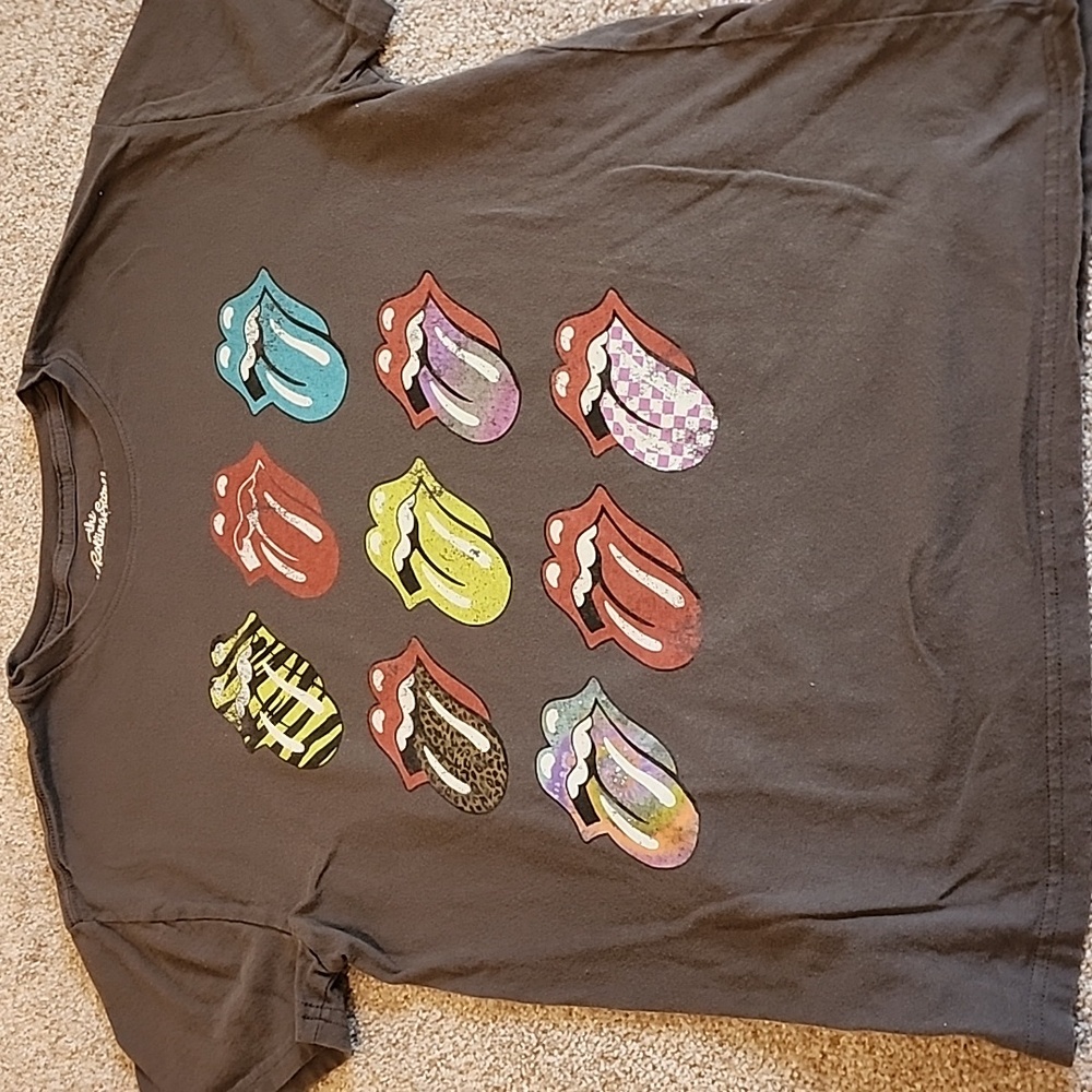 The Rolling Stones Unisex/mens Multi-Color Tongue Gray Size Large